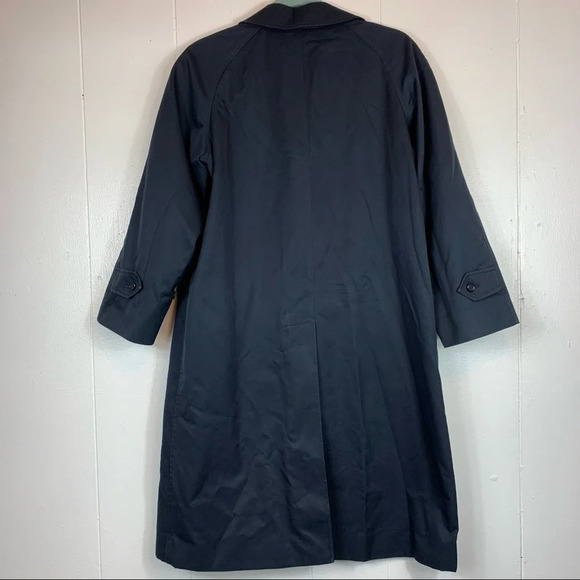 Burberry London Trench Coat Blue Navy Check Plaid Button Front Women's Size 6 - Picture 4 of 16